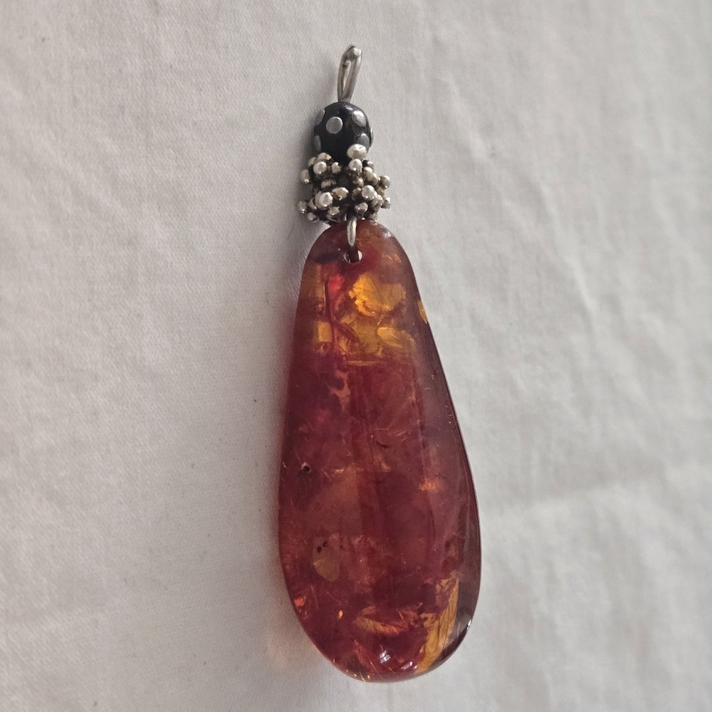 Vintage Honey Baltic Amber Teardrop Pendant